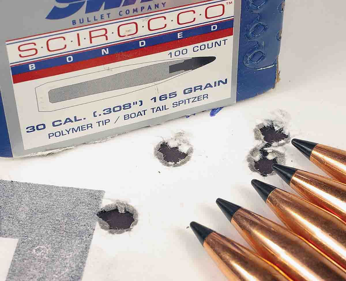 This five-shot group with Swift 165- grain Scirocco II bullets contained VV-N550 powder.